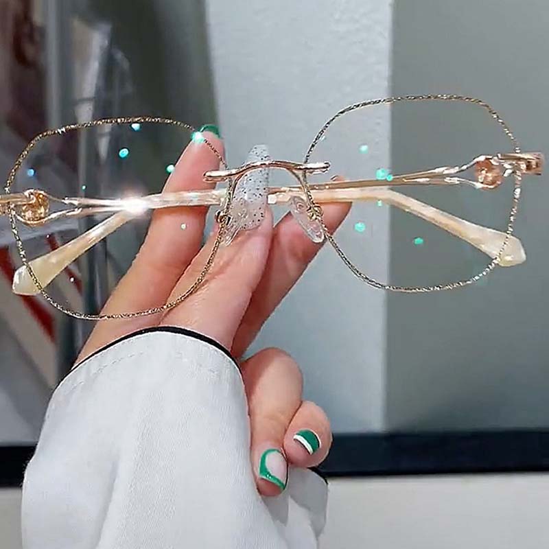 💥New Arrival✨Women's Synthetic Diamonds Rimless Anti Blue Light Glasses