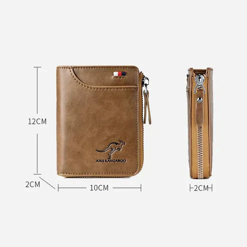 (🎁2025 New Year Hot Sale🎁)Men Wallet Zipper Genuine Leather Purse ( RFID PROTECTED )